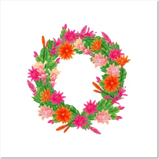 Holiday Cactus Wreath Posters and Art